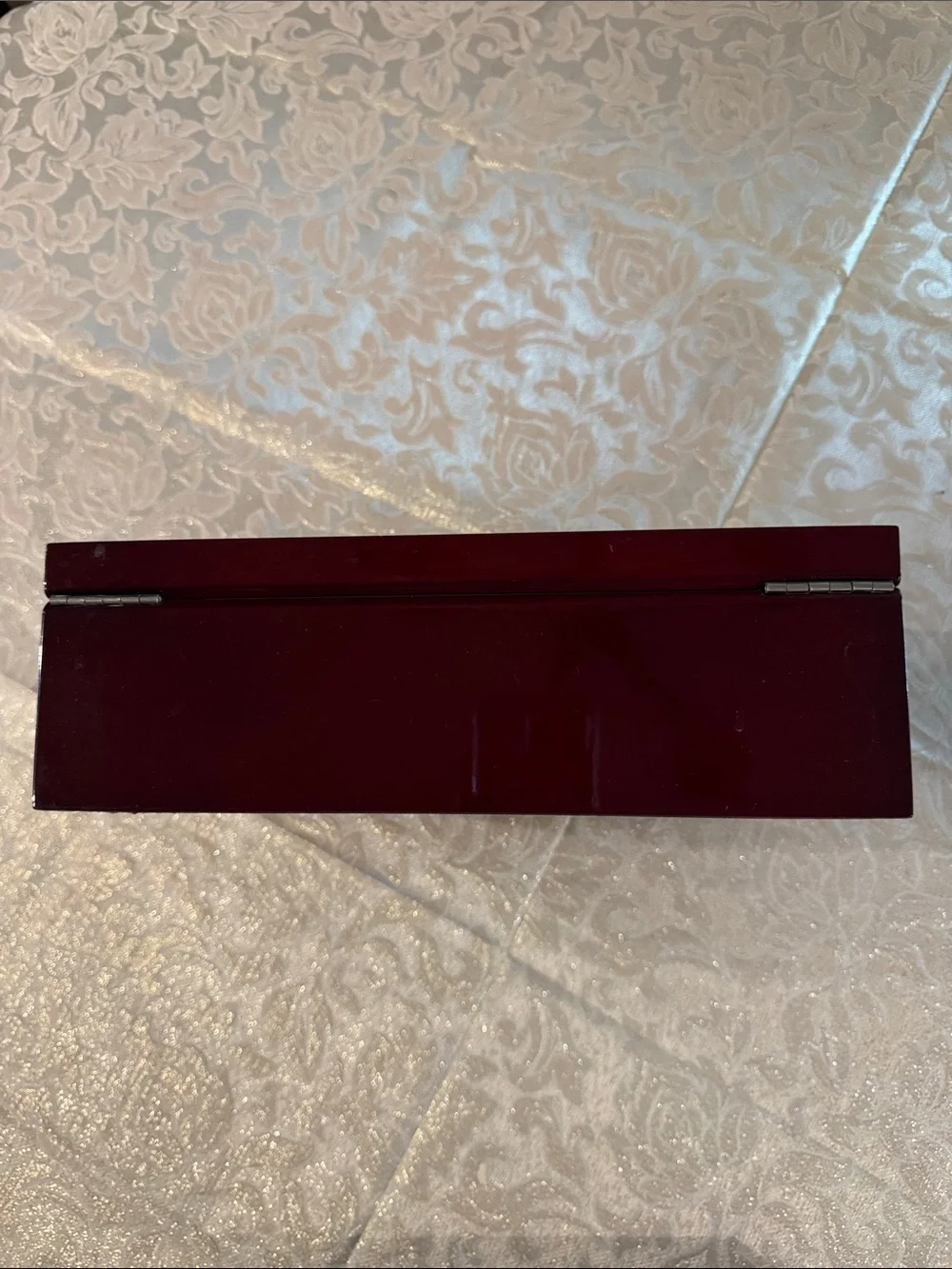 Double Layer Glass-Top Mahogany Cufflink and Ring Felt Bottom Jewelry Box